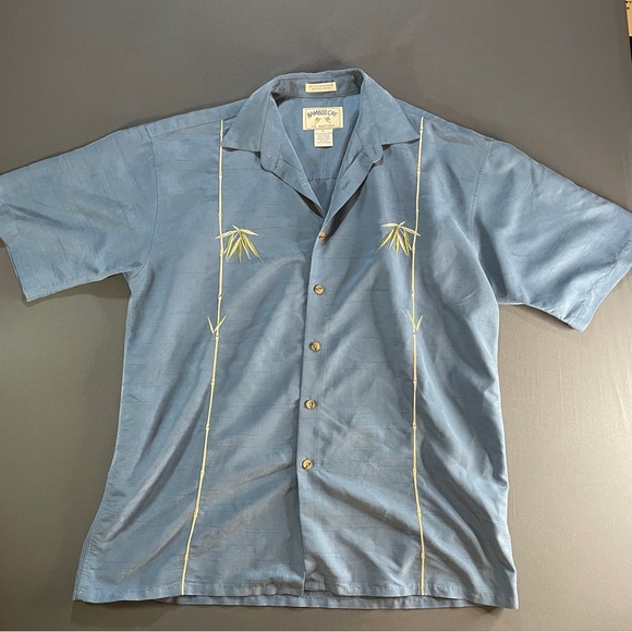 BAMBOO Blue Casual Button Down Shirt with Relaxed Fit - Picture 1 of 13